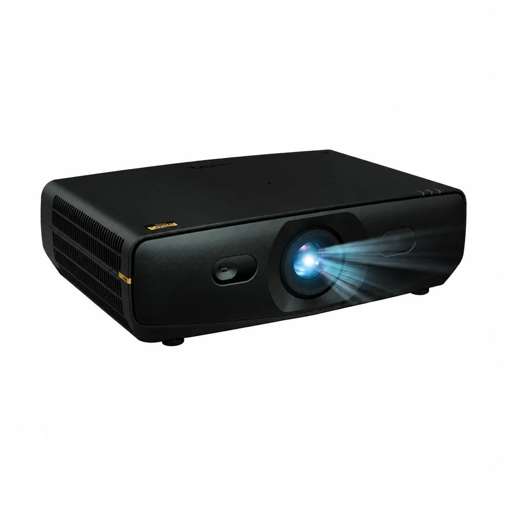 BenQ AK900ST 4K HDR Laser Beamer mit kompakter Bauform und projizierter Bilddarstellung.