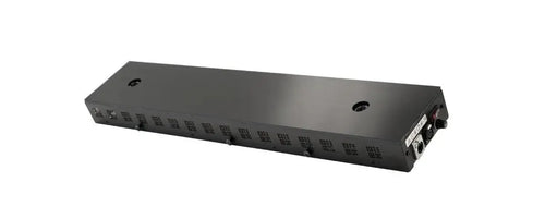 Uneekor EYE XO Golf Launch Monitor – 3/4-Ansicht links, deckenmontiertes Kamerasystem
