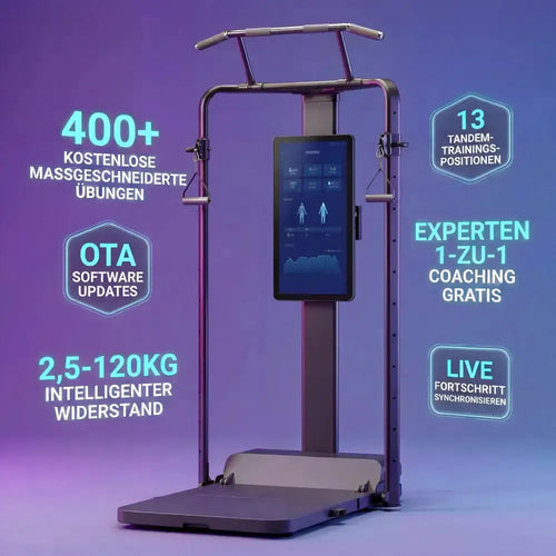 Fitness Caddy Pro – Frontansicht der digitalen Kraftstation fürs Home-Gym