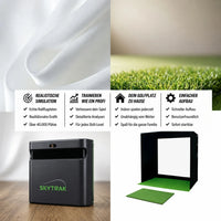 Golfbox x SkyTrak ST MAX Bundle mit Simulation, Indoor-Golfplatz und einfachem Aufbau.