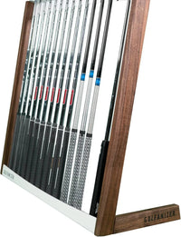 Golfschlägerständer aus Nussbaum und Weiß für bis zu zehn Golfschläger, modernes Design