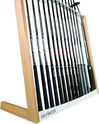 Moderner Golfschlägerständer aus Eiche und Weiß für 14 Golfschläger, Design Made in Germany