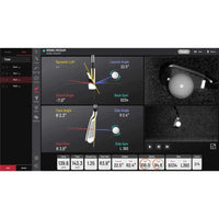 Golf Simulator Screenshot mit Ballflugdaten, Golfschlägeranalyse und Spinwerten