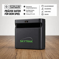 Golfbox x SkyTrak ST MAX Bundle mit Launch Monitor für präzise Daten, inklusive Funktionen wie Ballgeschwindigkeit und Spin Rate.