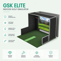 GSK ELITE Swing Dome Golf Simulator, robuste Konstruktion mit hochwertigem TEE XL Hitting Area und Rundumschutz.